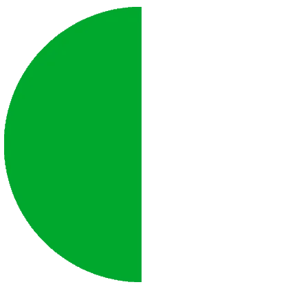 Green half-circle graphic icon on green background.