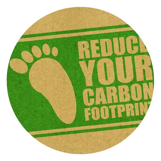 Reduce your carbon footprint message with green footprint icon.