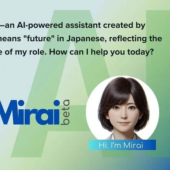Mirai AI assistant by DEISO LLC introduction image.