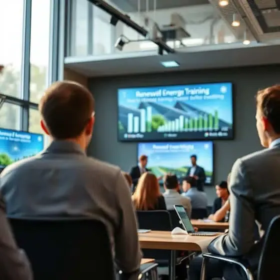 Business conference on renewable energy training.