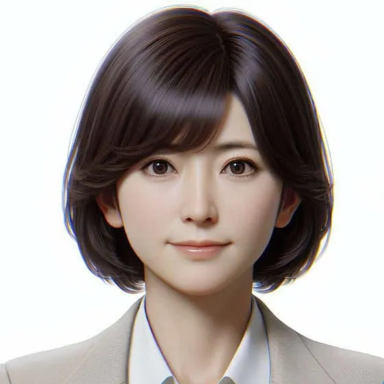 Realistic illustration of a woman with short hair.