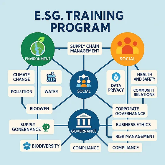 ESG training program diagram with key components.