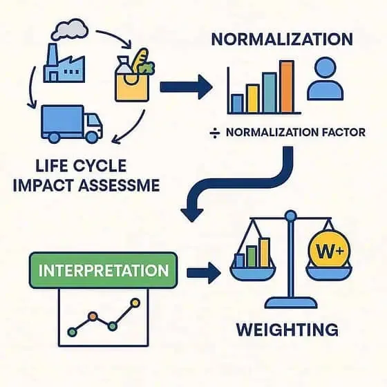 Life cycle impact assessment process illustration.