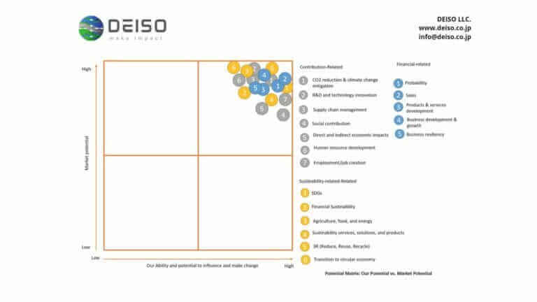 DEISO impact matrix potential vs. market potential chart.
