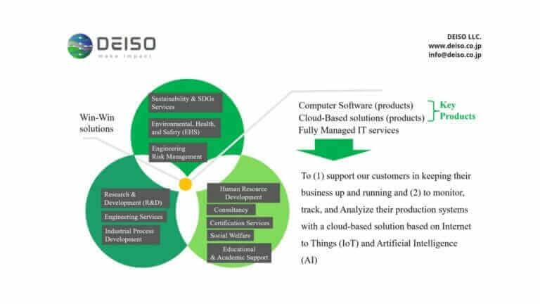 DEISO services and key products overview.