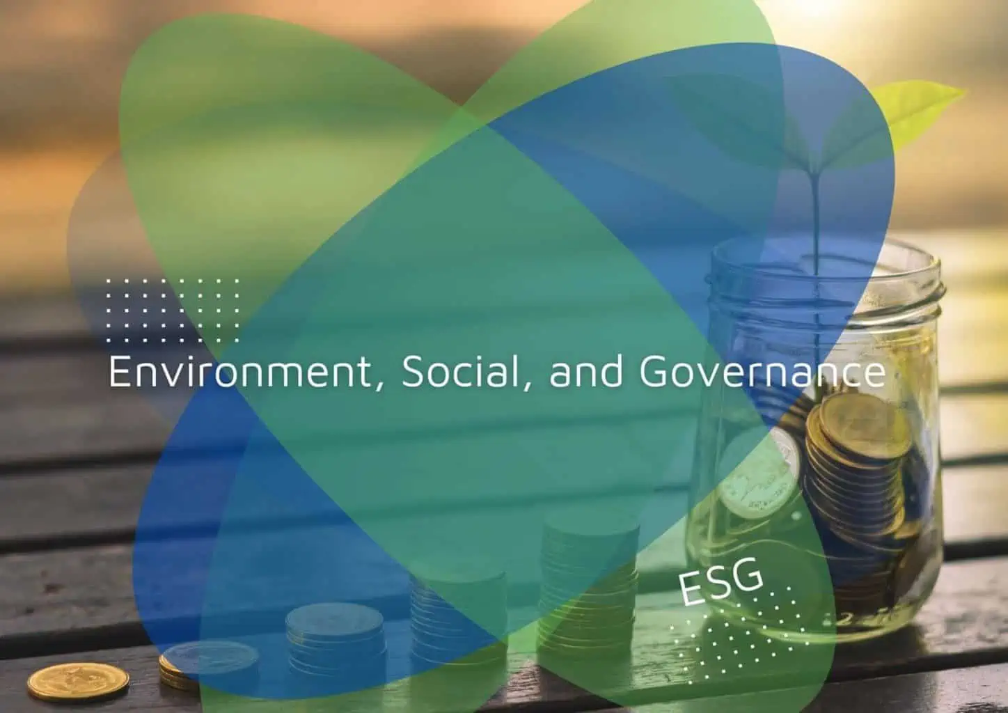 ESG principles with coins in jar on table.