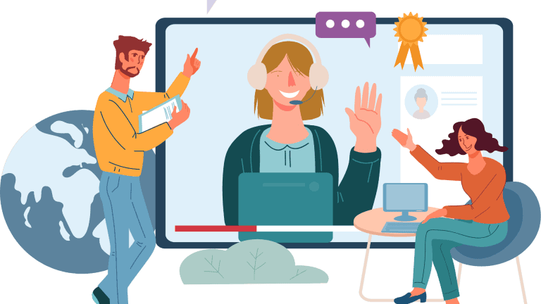 Virtual meeting with diverse team collaboration.