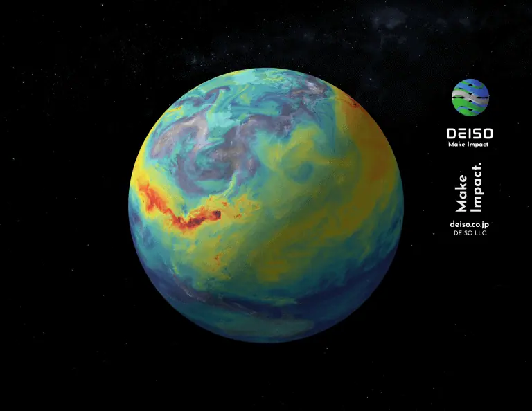 Colorful planet illustration with DEISO tagline.
