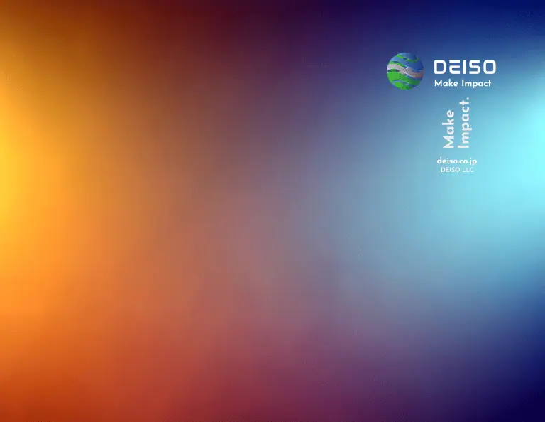 Gradient background with DEISO logo and slogan.