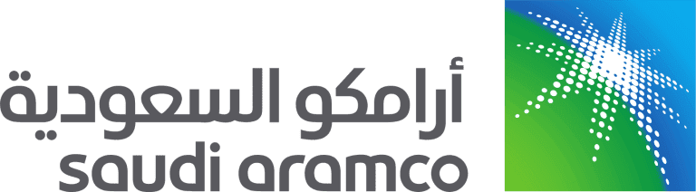 Aramco Saudi Aramco logo, Arabic and English text.
