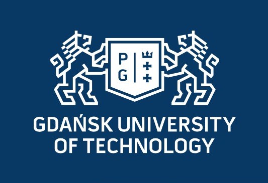 Ozyegin Gdańsk University of Technology logo on blue background.