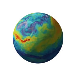 Imagen colorida de un planeta en remolino