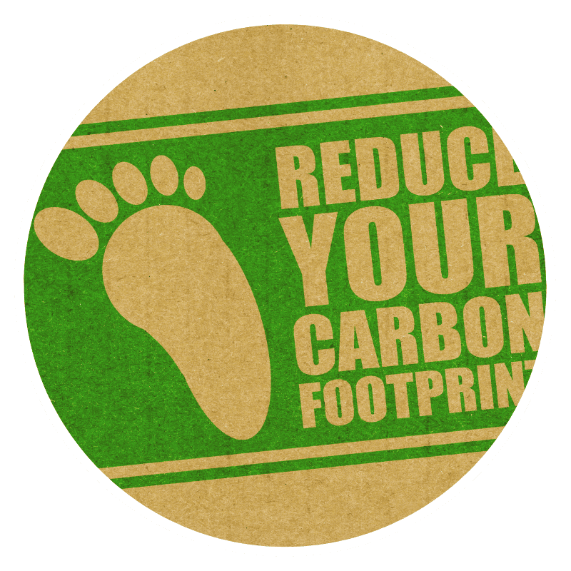 Reduce your carbon footprint message with green footprint icon.