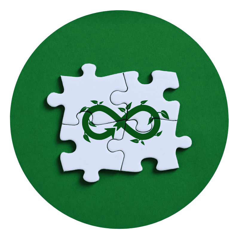 Infinity symbol on puzzle pieces, green background