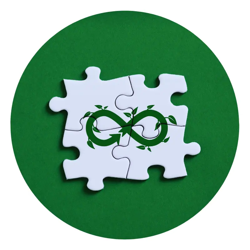 Infinity symbol on puzzle pieces, green background