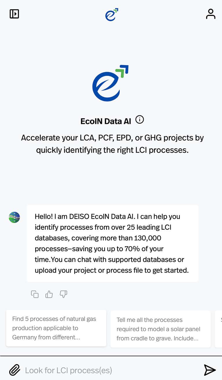 EcoIN Data AI interface and features overview.