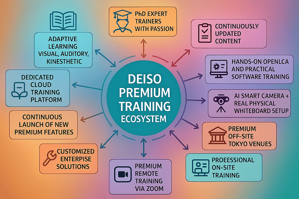 DEISO Overzichtsdiagram van het Premium Training Ecosystem