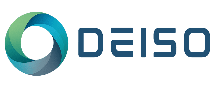 Deiso logo with blue, green swirl