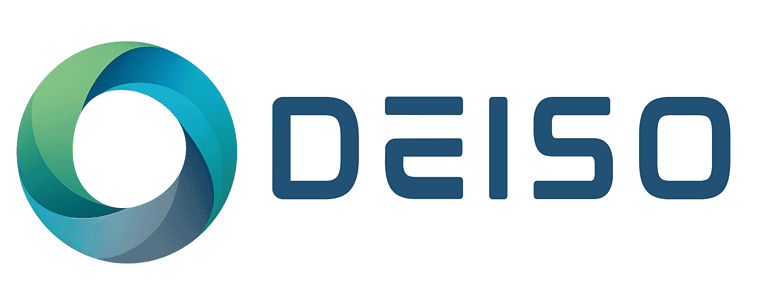 Deiso logo with green-blue abstract design