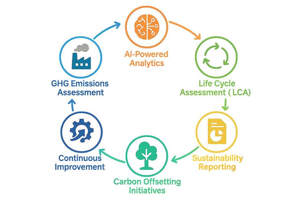 Five-step sustainability assessment cycle diagram.