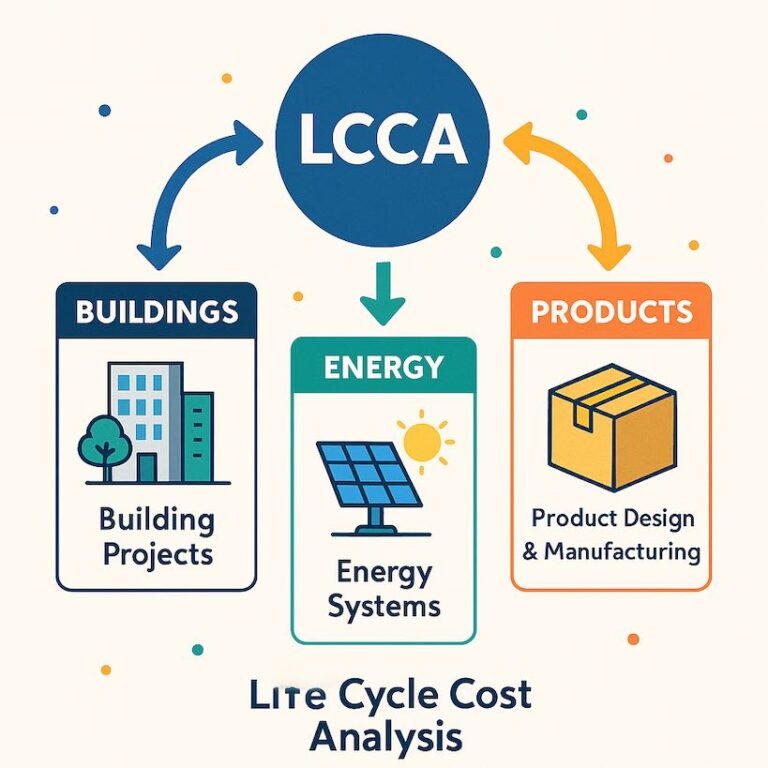 Life cycle cost analysis for buildings, energy, products.