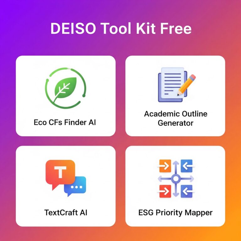 DEISO Toolkit: Eco, Academic, Text, ESG AI tools.