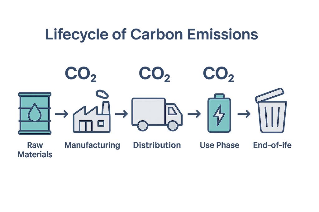 Carbon emissions lifecycle: materials to disposal