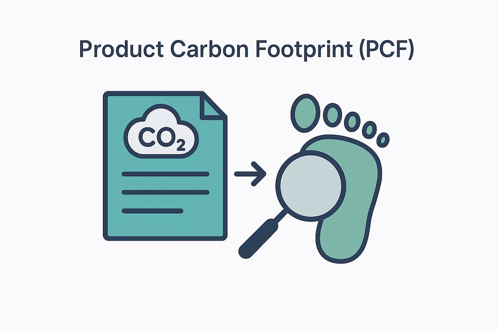 Product Carbon Footprint document and footprint illustration