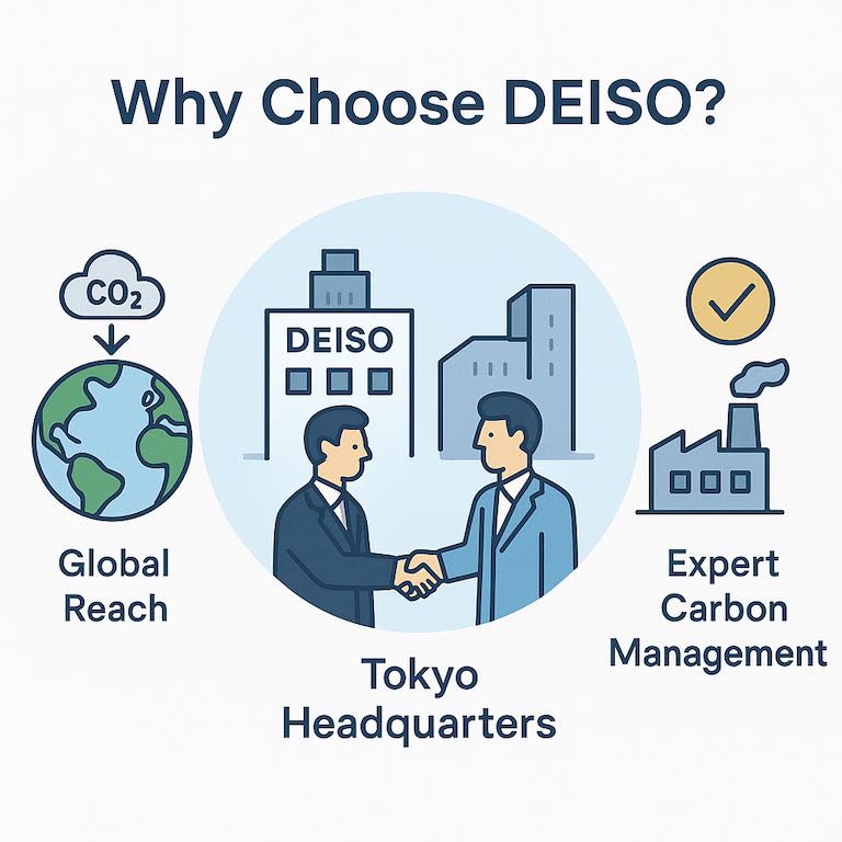 DEISO offers global carbon management, Tokyo headquarters.